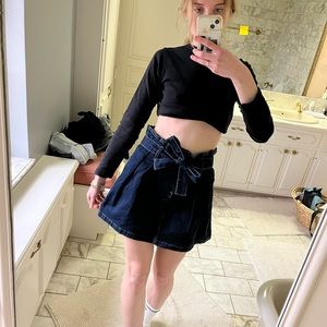 Denim skirt with tie